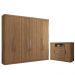 Conjunto Guarda Roupa 6 Portas e Cômoda Seattle Jatobá
