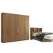 Conjunto Guarda Roupa 6 Portas e Cabeceira Casal Seattle Jatobá
