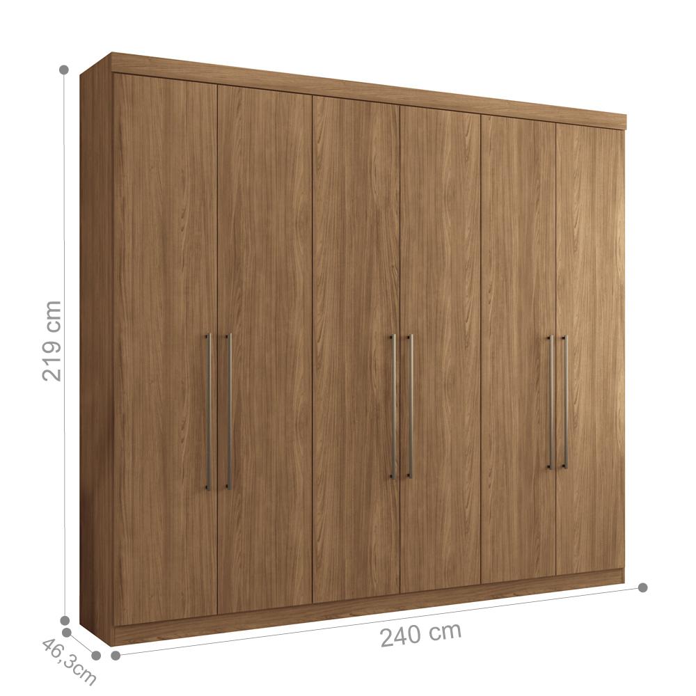 Conjunto Guarda Roupa 6 Portas e Cabeceira Casal Seattle Jatobá