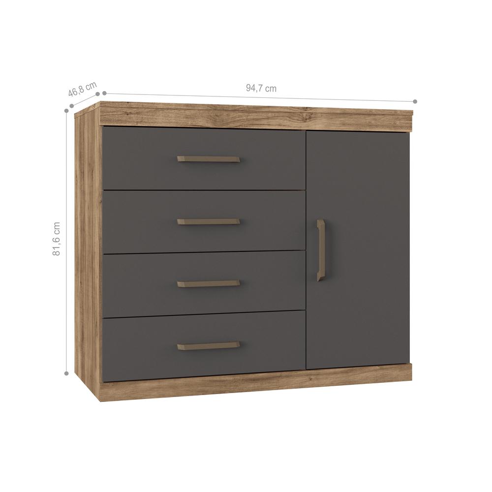Conjunto Guarda Roupa 8 Portas e Cômoda Sapateira Colorado Atacama Grafite