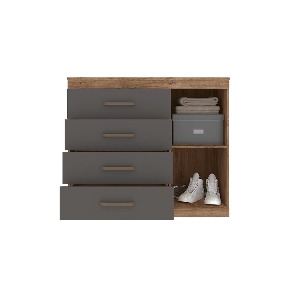 Conjunto Guarda Roupa Casal e Cômoda Cambridge Atacama Grafite