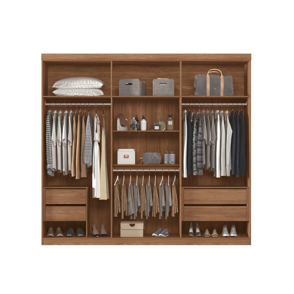 Conjunto Guarda Roupa Com Espelho e Cabeceira Seattle Jatobá