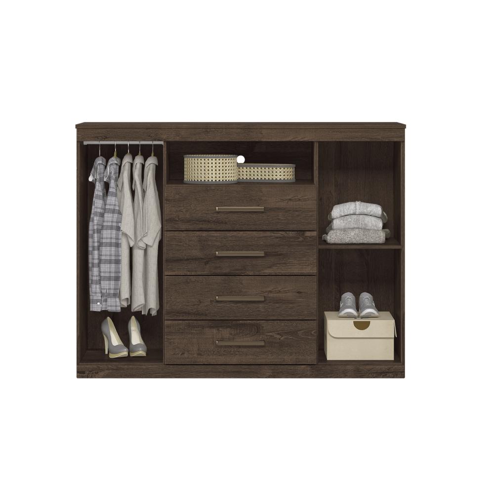 Conjunto Guarda Roupa e Cômoda Aloy Ébano