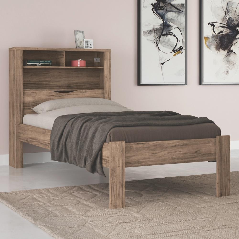 Conjunto Guarda Roupas 4 Portas e Cama Solteiro Palau Atacama Grafite