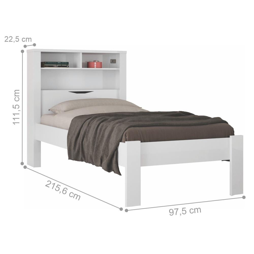 Conjunto Guarda Roupas 4 Portas e Cama Solteiro Palau Branco