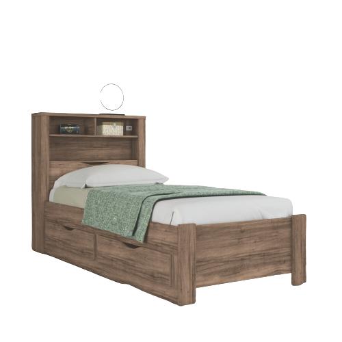 Conjunto Guarda Roupas Com Espelho 4 Portas e Cama com Gavetas Maia Atacama