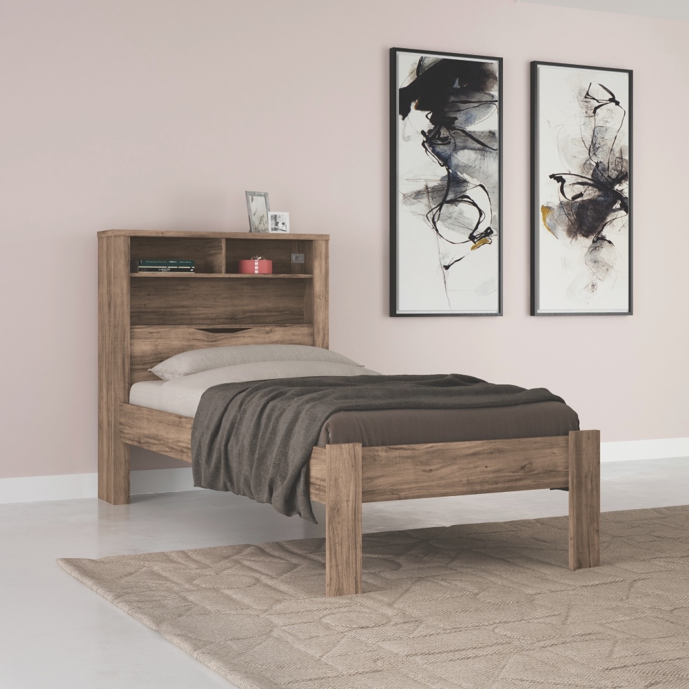 Conjunto Guarda Roupas com Espelho e Cama Solteiro Arthur Atacama