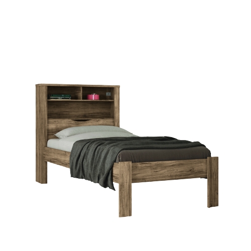 Conjunto Guarda Roupas com Espelho e Cama Solteiro Arthur Atacama