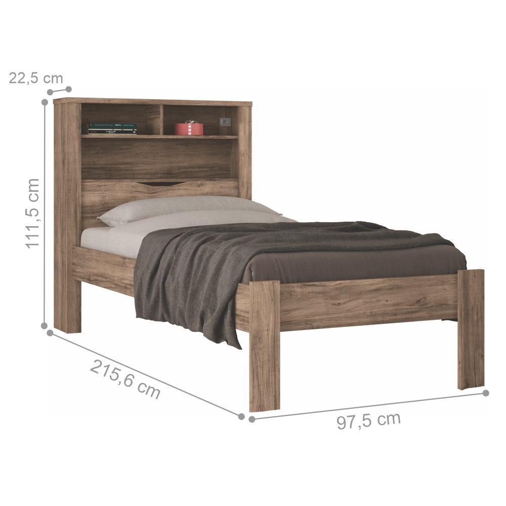 Conjunto Guarda Roupas com Espelho e Cama Solteiro Arthur Atacama