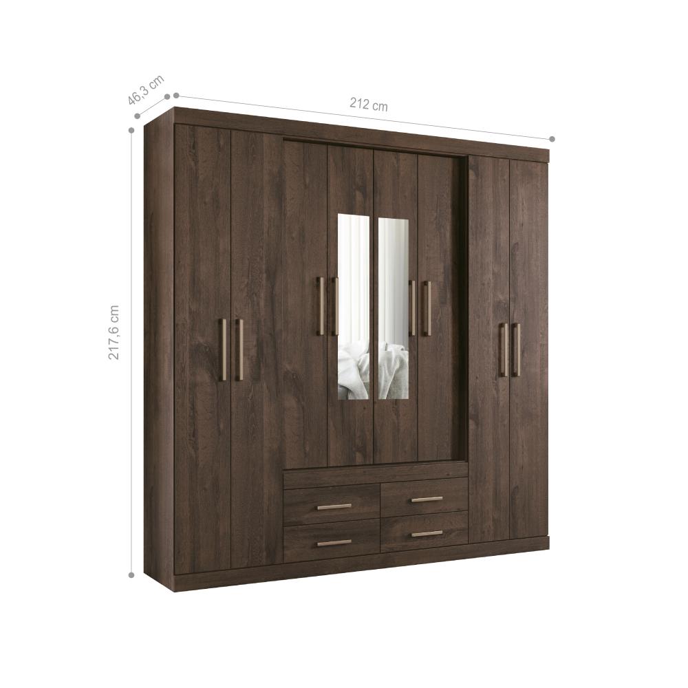 Conjunto Quarto de Casal Completo Com Espelho Aloy Ébano