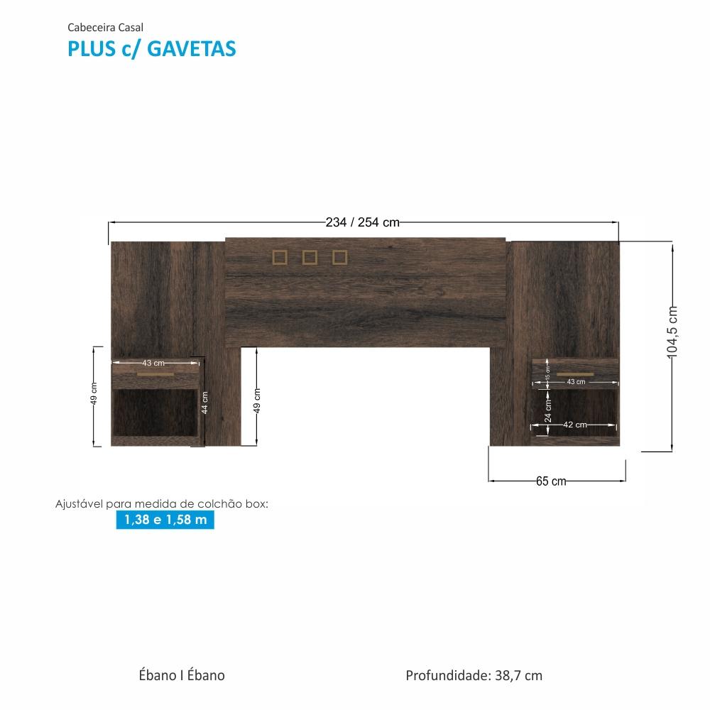 Conjunto Quarto de Casal Completo Com Espelho Aloy Ébano