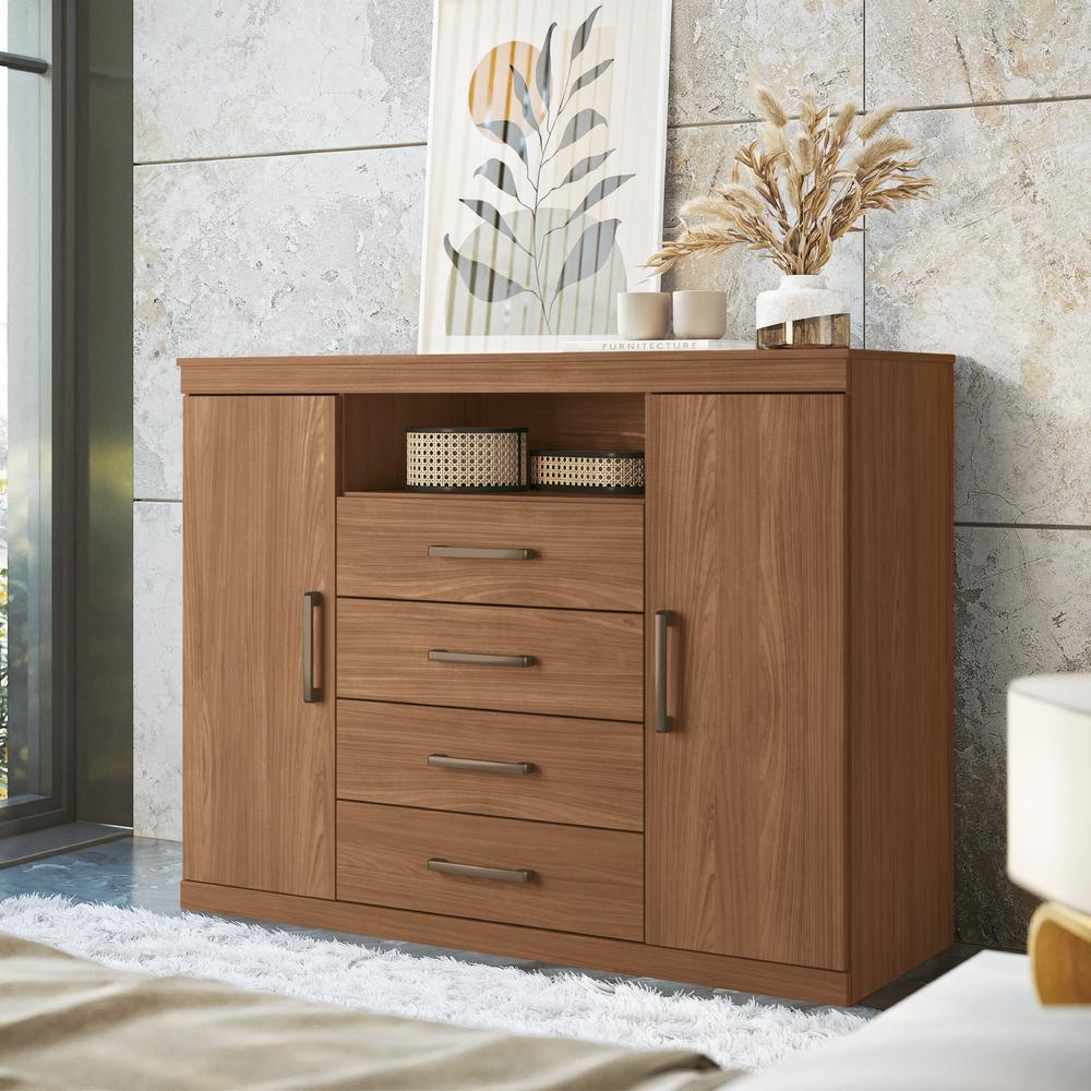 Conjunto Quarto de Casal Completo Com Espelho Seattle Jatobá