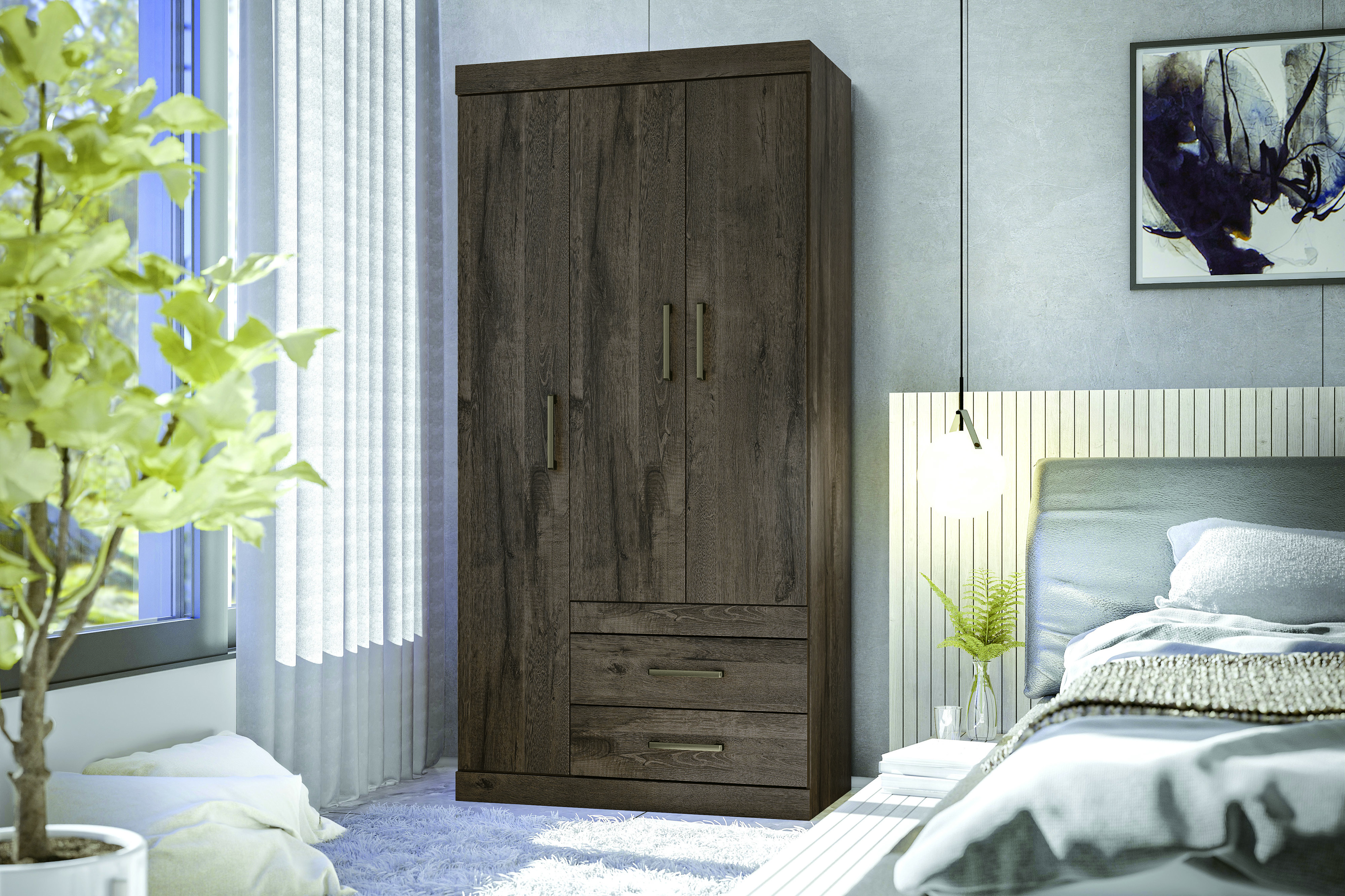 Conjunto Quarto de Solteiro Completo Arthur Ebano