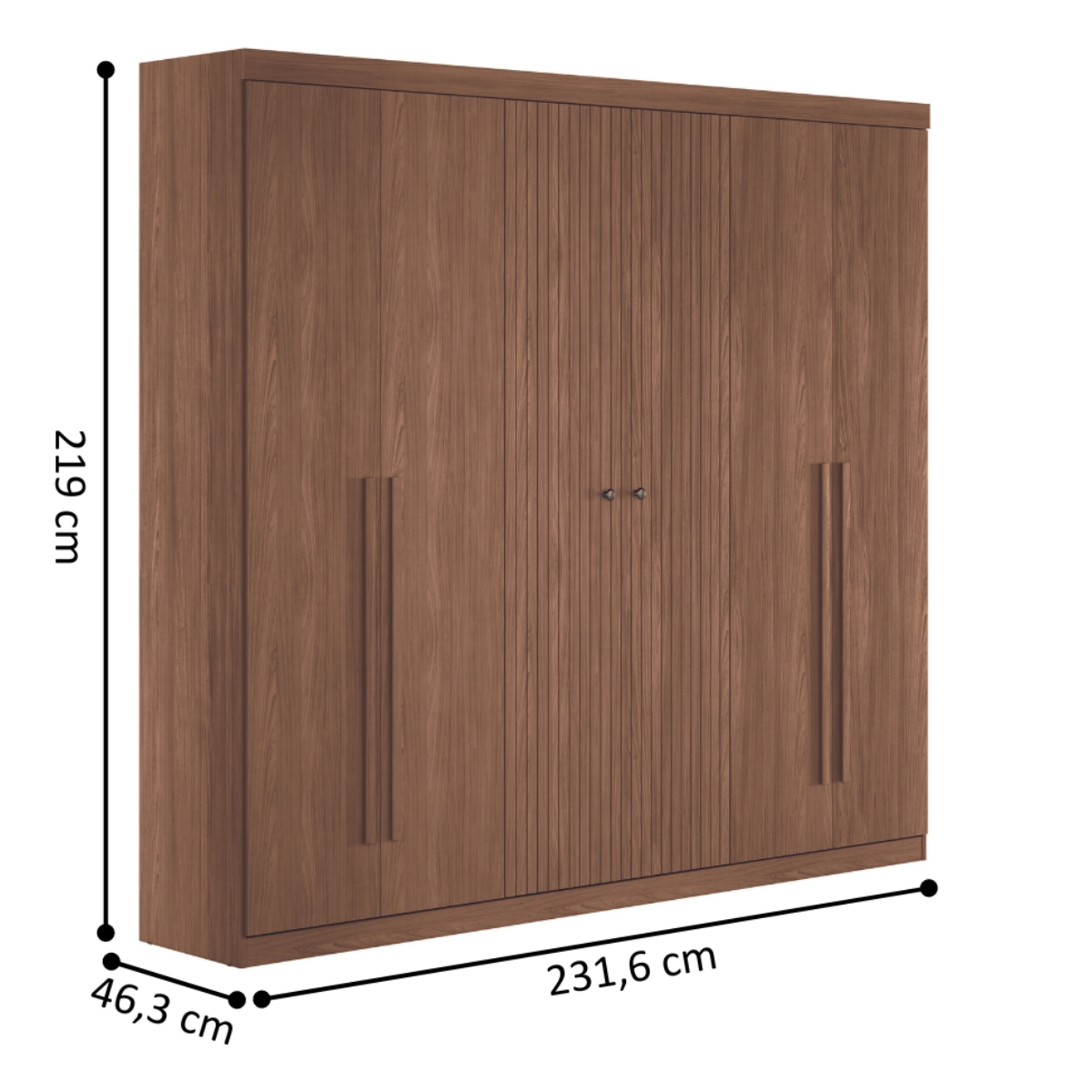 Guarda Roupa 6 Portas e Cômoda 5 Gavetas Jade Jatobá