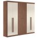 Guarda Roupa 6 Portas e Cômoda 5 Gavetas Jade Jatobá Areia