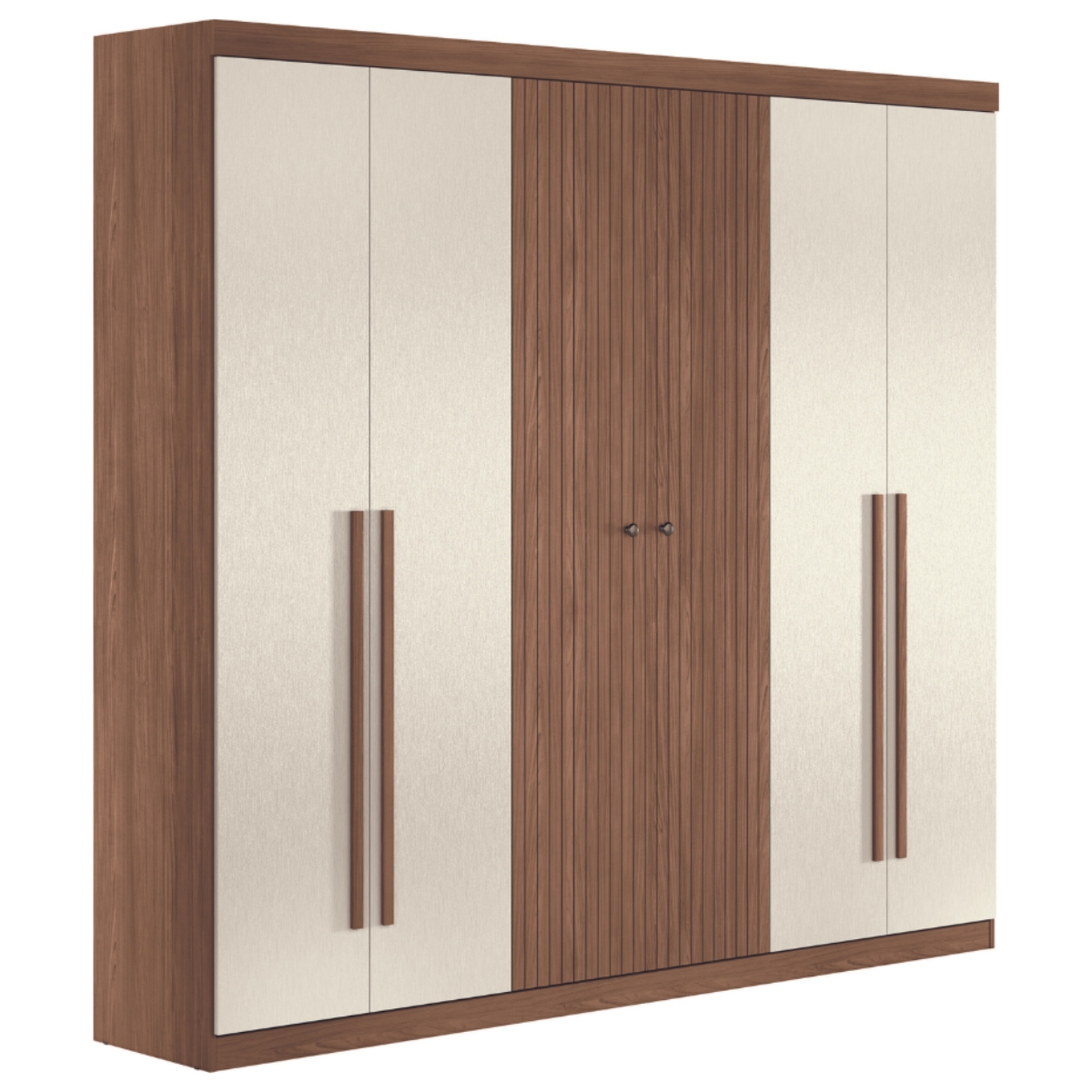Guarda Roupa 6 Portas e Cômoda 5 Gavetas Jade Jatobá Areia