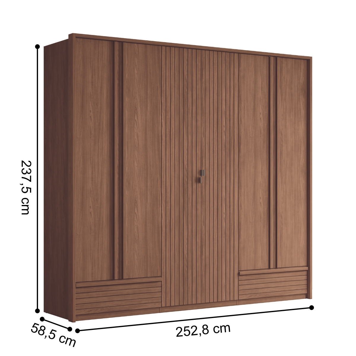 Guarda Roupa Casal 6 Portas Ripado Atlanta Jatobá