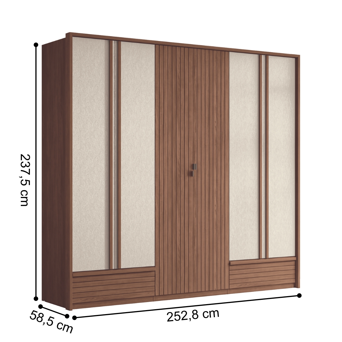 Guarda Roupa Casal 6 Portas Ripado Atlanta Jatobá Areia