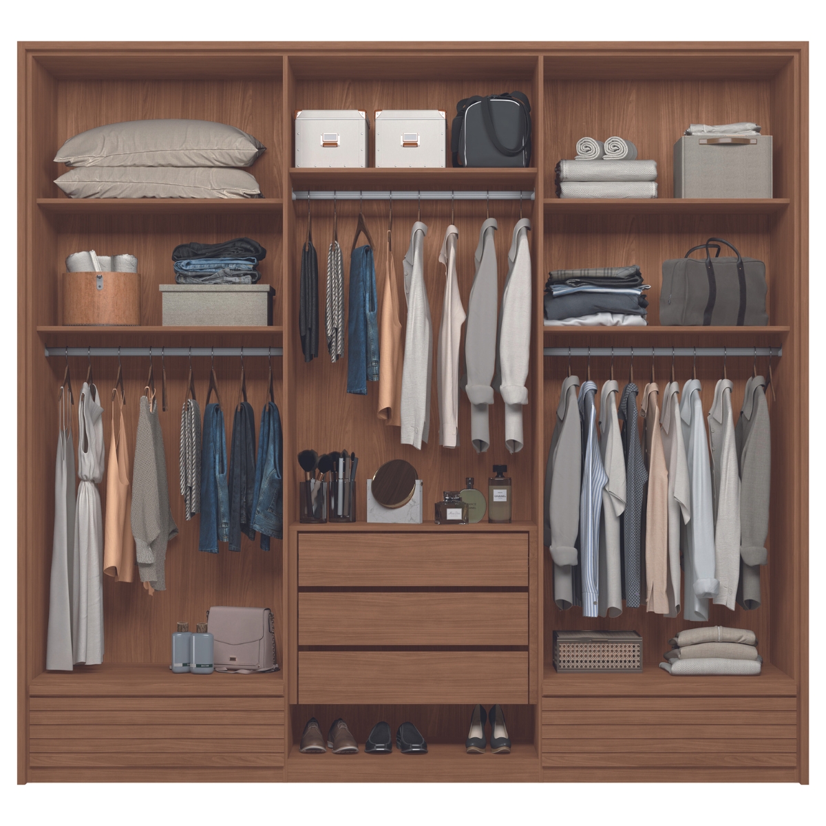 Guarda Roupa Casal 6 Portas Ripado Atlanta Jatobá Areia