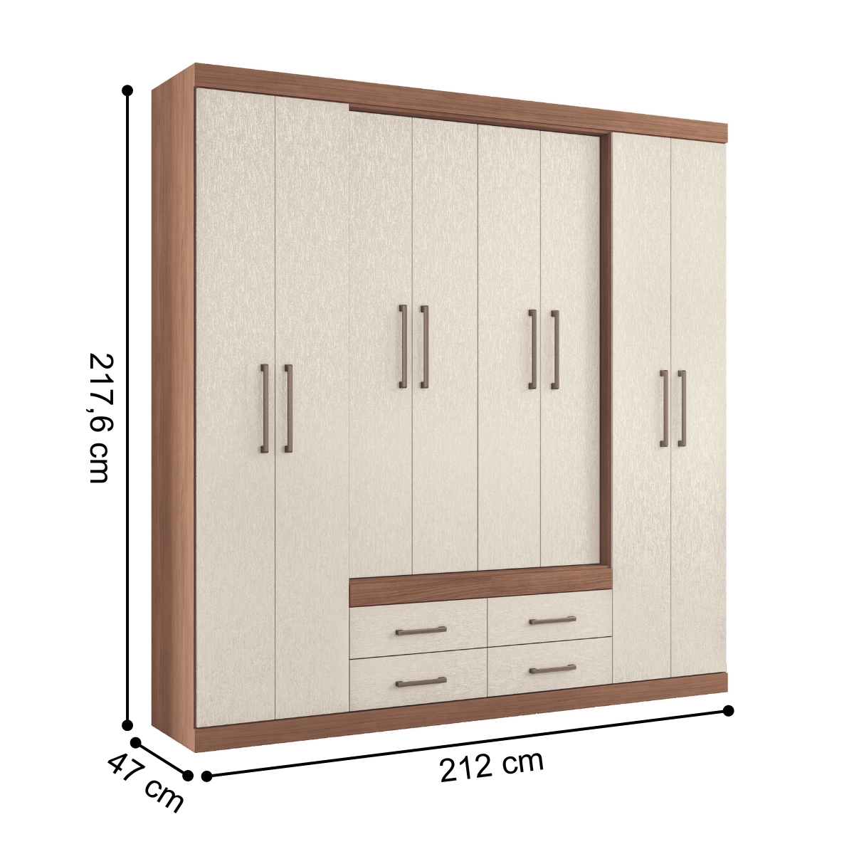 Guarda Roupa Casal 8 Portas 4 Gavetas Miami Jatobá Areia