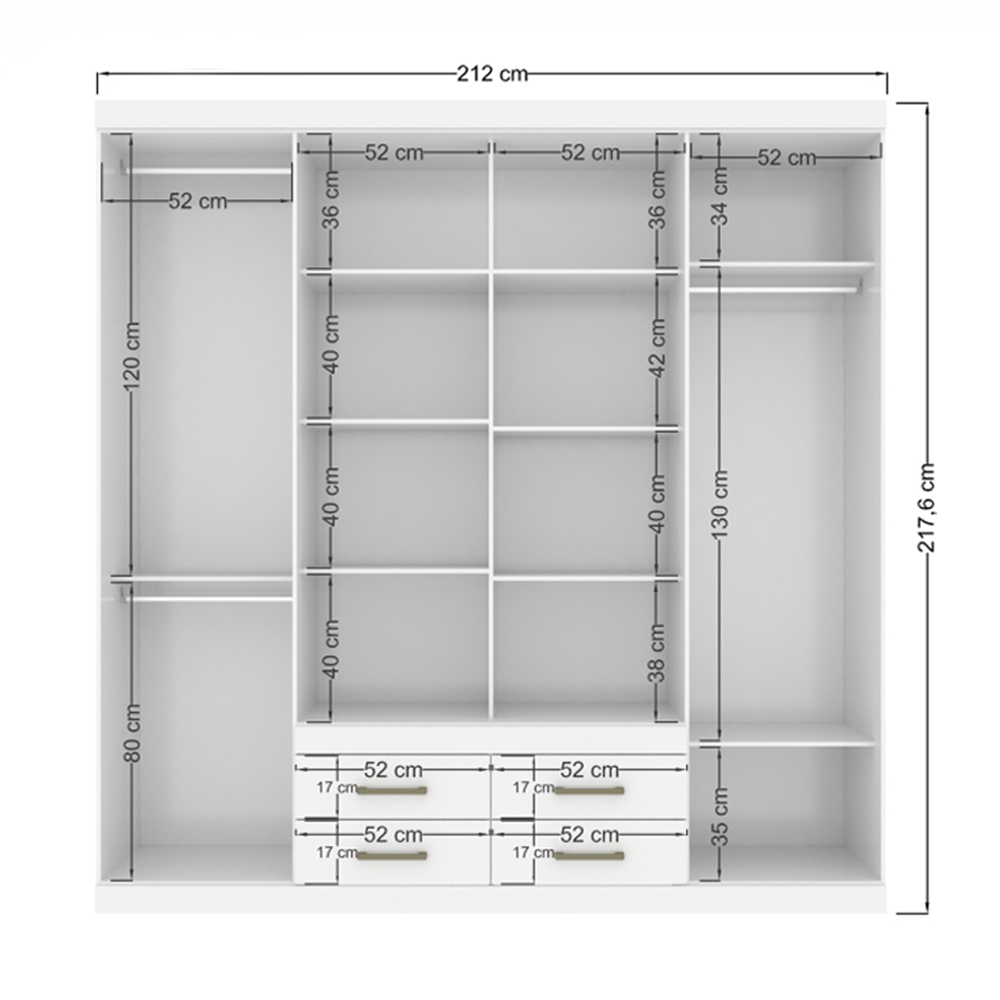 Guarda Roupa Casal 8 Portas 4 Gavetas Nápoles Branco - Santos Andirá