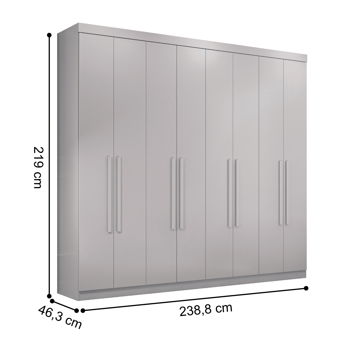 Guarda Roupa Casal 8 Portas 4 Gavetas Paris Branco