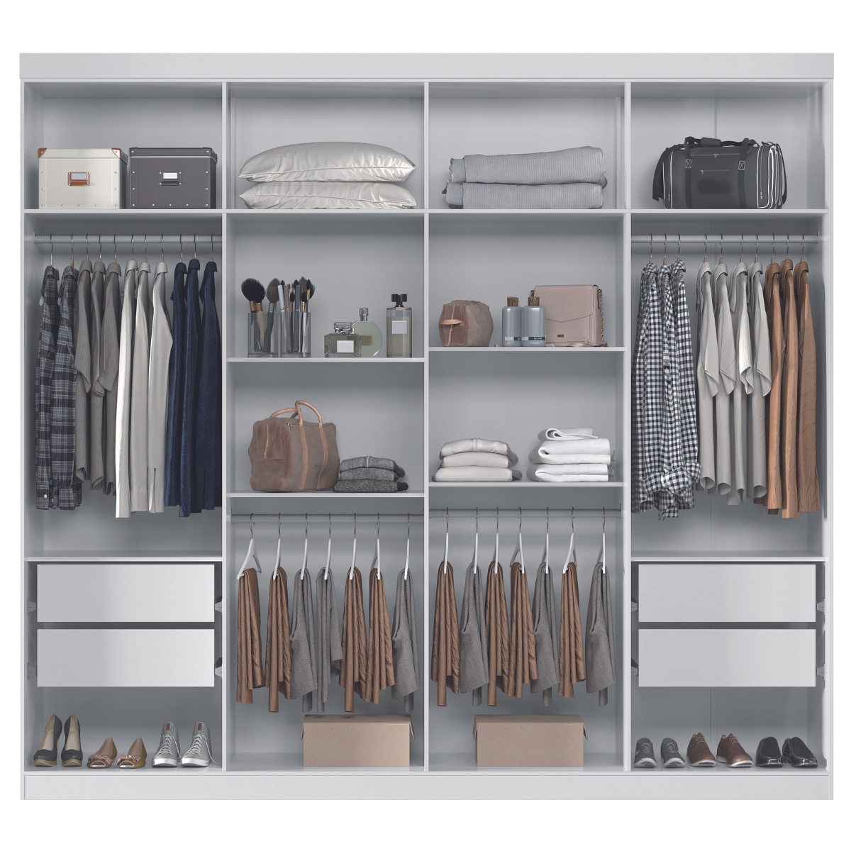 Guarda Roupa Casal 8 Portas 4 Gavetas Paris Branco