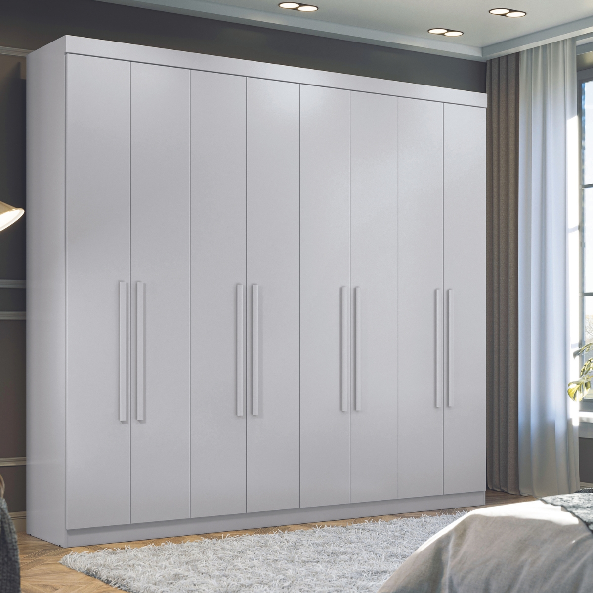 Guarda Roupa Casal 8 Portas 4 Gavetas Paris Branco