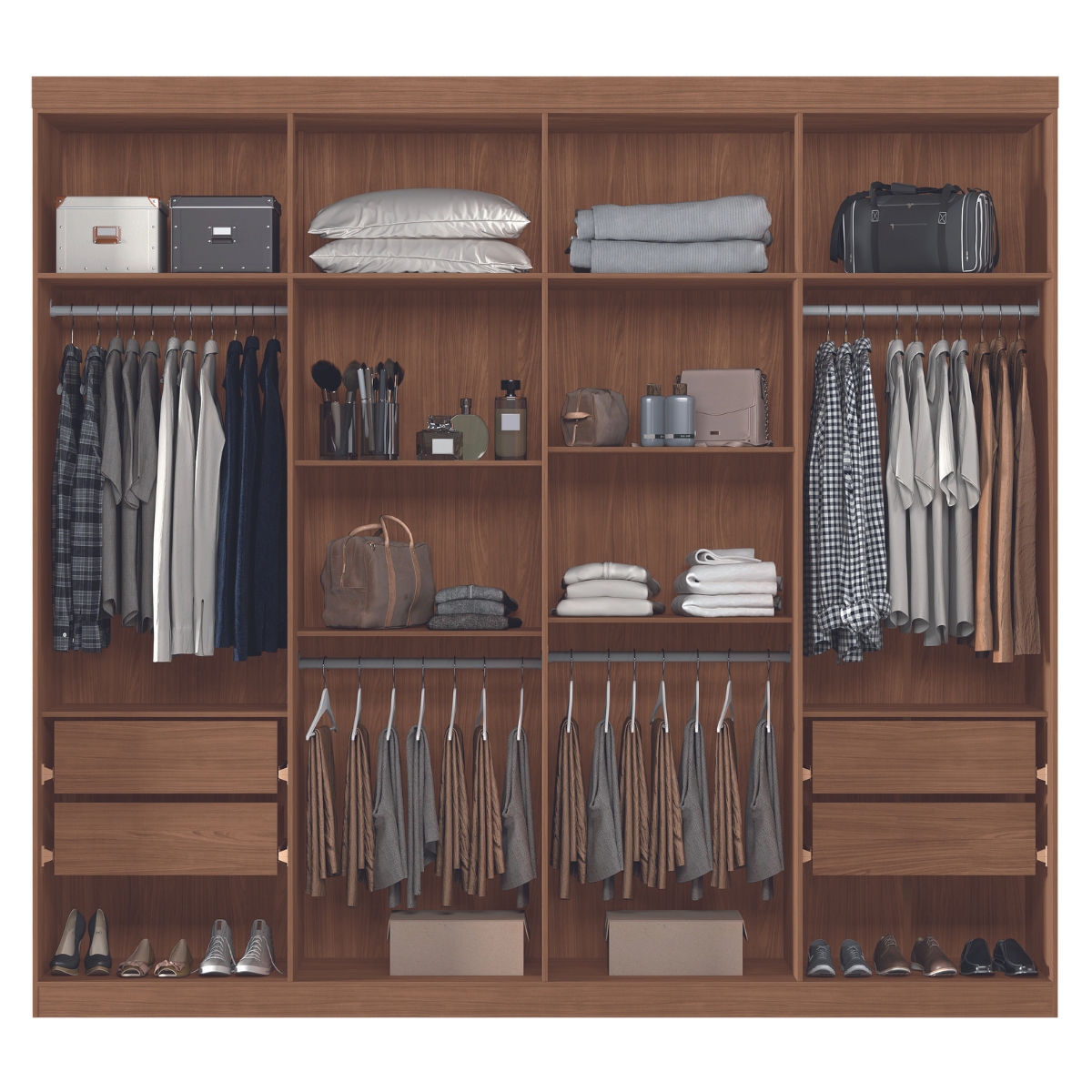 Guarda Roupa Casal 8 Portas 4 Gavetas Paris Jatobá