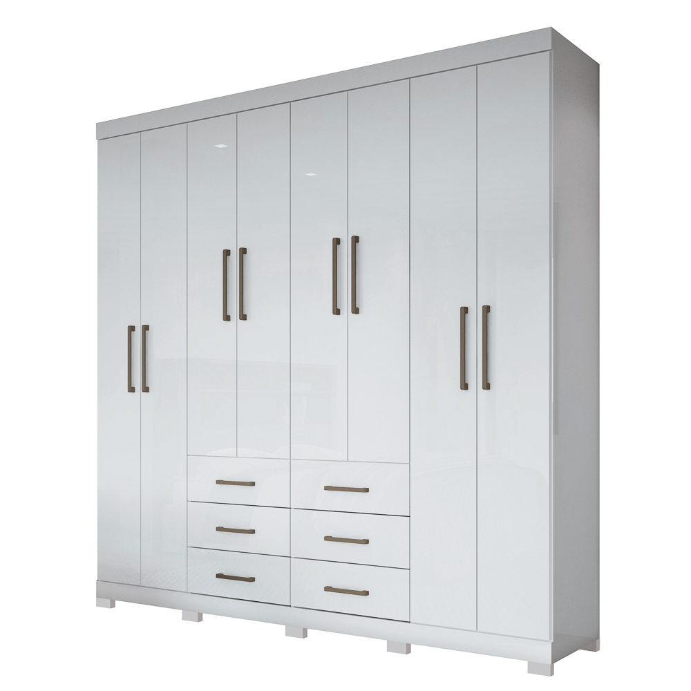 Guarda Roupa Casal 8 Portas 6 Gavetas Liverpool 8.6 Branco - Santos Andirá
