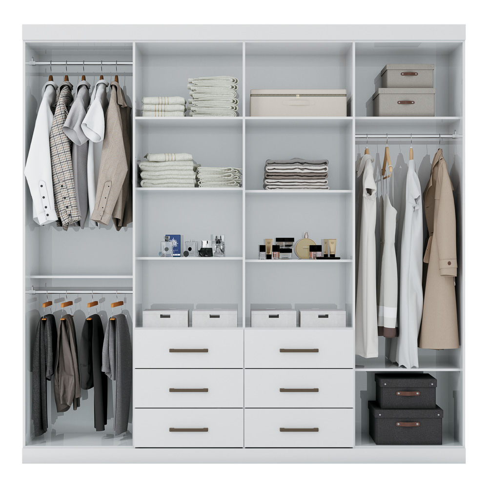 Guarda Roupa Casal 8 Portas 6 Gavetas Liverpool Branco - Santos Andirá