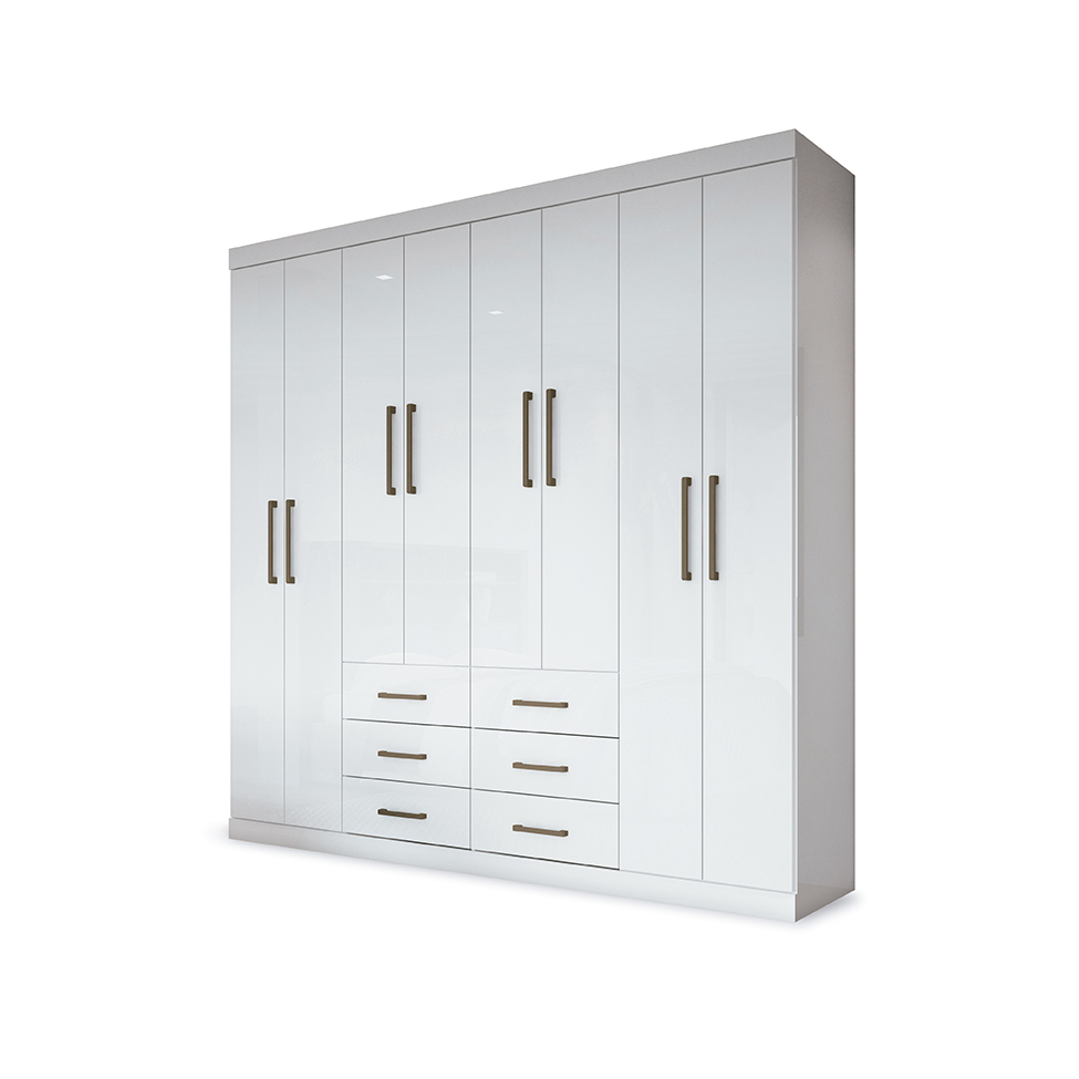 Guarda-Roupa Casal Liverpool 8 Portas 6 Gavetas Branco