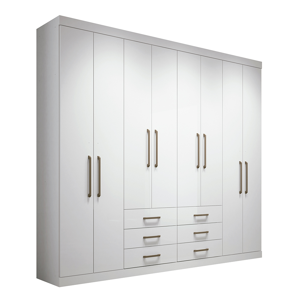Guarda-Roupa Casal Master 8 Portas 6 Gavetas Branco