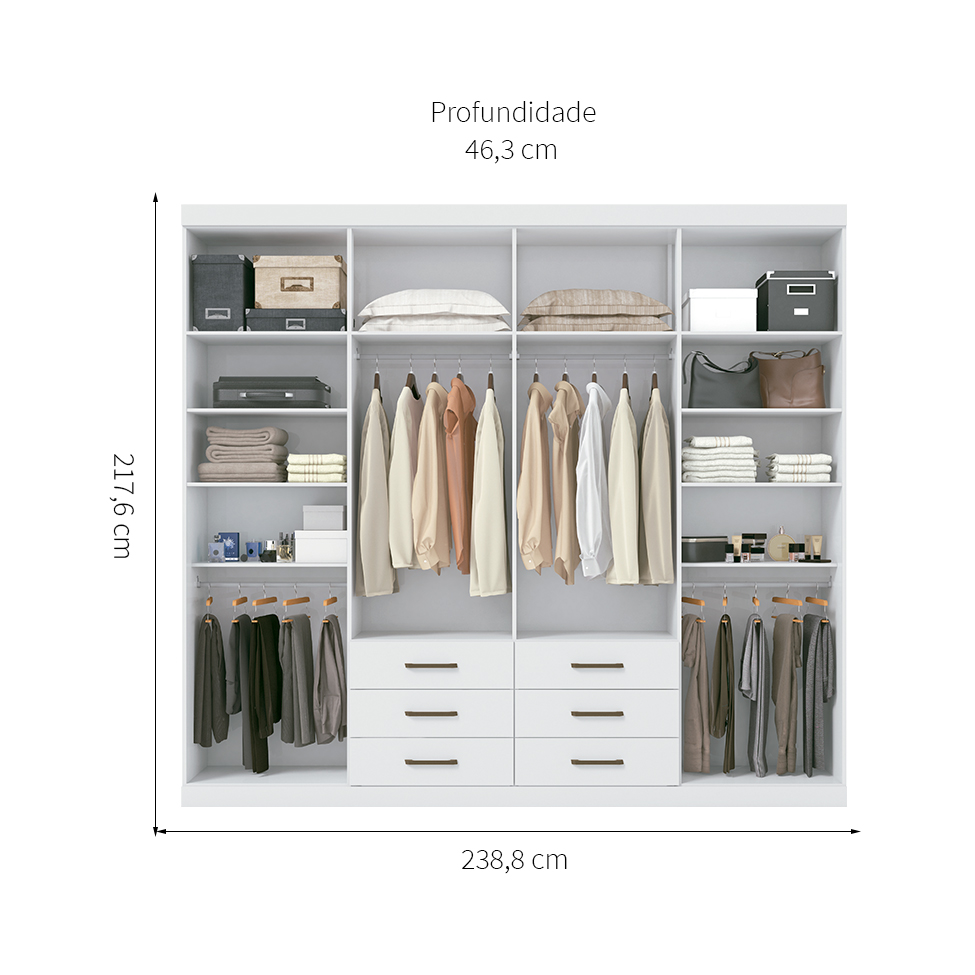Guarda-Roupa Casal Master 8 Portas 6 Gavetas Branco