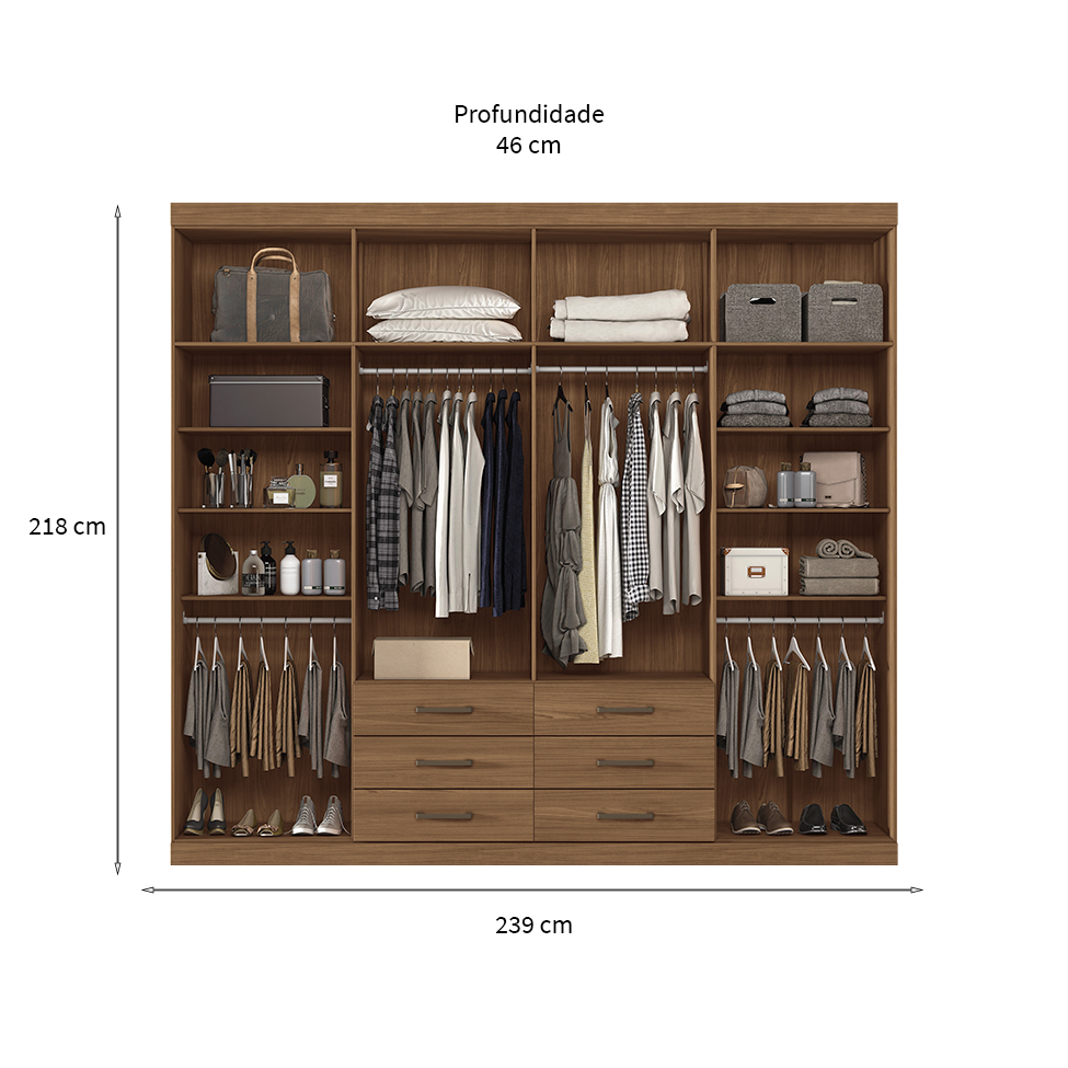 Guarda-Roupa Casal Master 8 Portas 6 Gavetas Jatobá