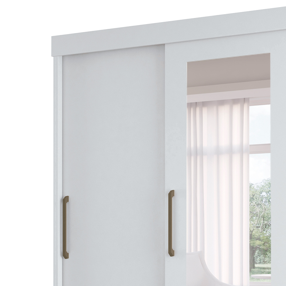 Guarda-Roupa Casal com Espelho Click 3 Portas 9 Gavetas Branco