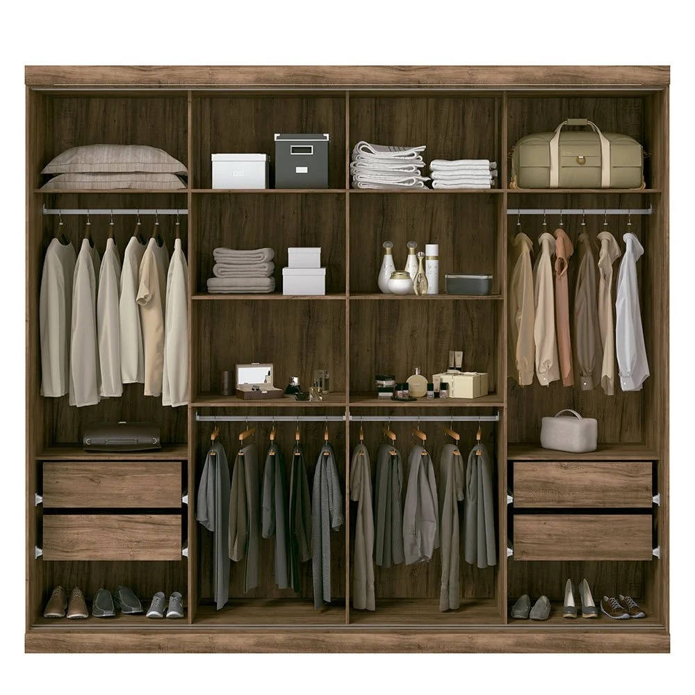 Guarda Roupa Roupeiro de Casal Marrom Atacama Grande Espaçoso com 8 Portas 4 Gavetas Luxuoso Vip