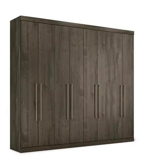 Guarda Roupa Roupeiro de Casal Marrom Ébano Grande Espaçoso com 8 Portas 4 Gavetas Luxuoso Vip