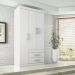 Guarda Roupa Roupeiro de Solteiro Branco Compacto Com 3 Portas 2 Gaveta Luxo Apartamento AP Star 1,83x0,90