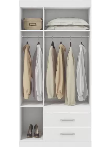 Guarda Roupa Roupeiro de Solteiro Branco Compacto Com 3 Portas 2 Gaveta Luxo Apartamento AP Star 1,83x0,90