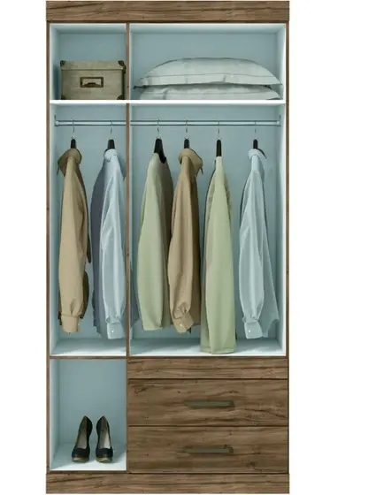 Guarda Roupa Roupeiro de Solteiro Compacto Com 3 Portas 2 Gaveta Luxo Apartamento AP Star 1,83x0,90 - Santos Andirá