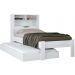 Kit Bicama Solteiro Branca Moderna Para Quarto Com Cabeceira Baú Acoplado Com Prateleiras + Cama Auxiliar + 1 Colchão Solteiro 88 Inv