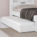 Kit Bicama Solteiro Branca Moderna Para Quarto Com Cabeceira Baú Acoplado Com Prateleiras + Cama Auxiliar + 1 Colchão Solteiro 88 Inv