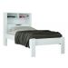 Kit Cama Solteiro Branca Moderna Para Quarto Com Cabeceira Baú Acoplado Com Prateleiras + 1 Colchão Solteiro 88 Inv