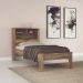 Kit Cama Solteiro Marrom Moderna Para Quarto Com Cabeceira Baú Acoplado Com Prateleiras + 1 Colchão Solteiro 88 Inv