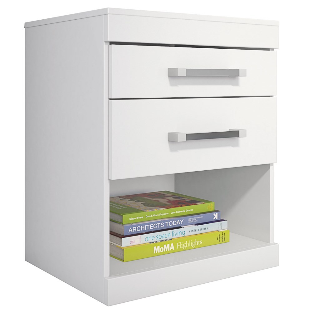 Mesa de Cabeceira Havana Plus 2 Gavetas Branco - Santos Andirá