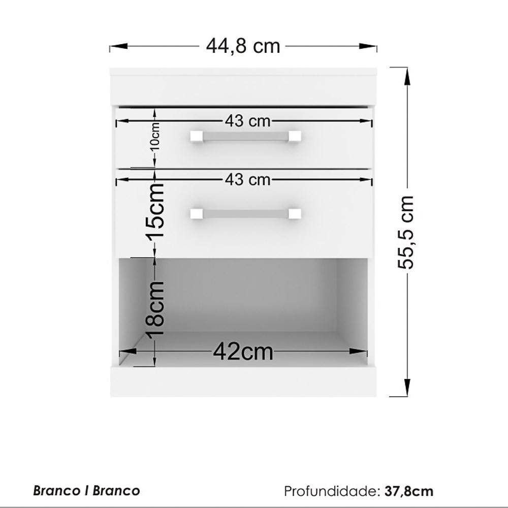 Mesa de Cabeceira Havana Plus 2 Gavetas Branco - Santos Andirá