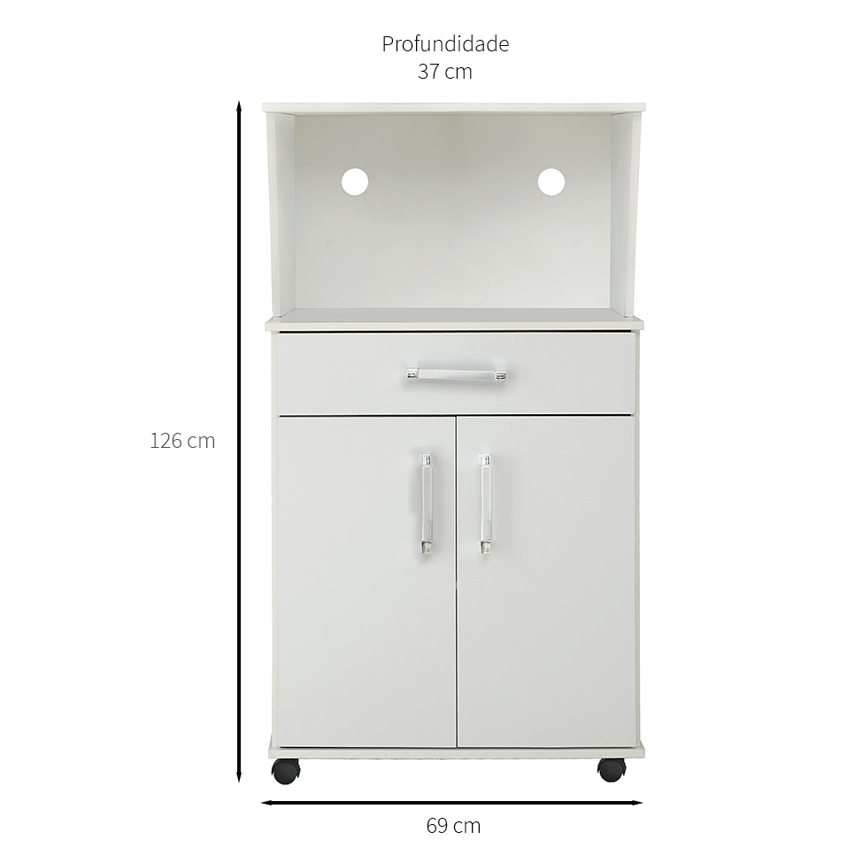 Gabinete de Cozinha Rubi 2 Portas 1 Gaveta Branco