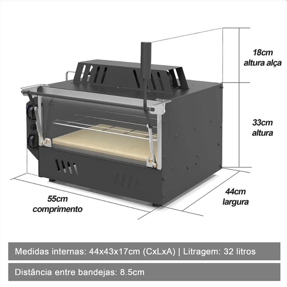 Forno Guilhotina Industrial Inox Saro com Infravermelho a Gás Natural 53x47cm 350ºC