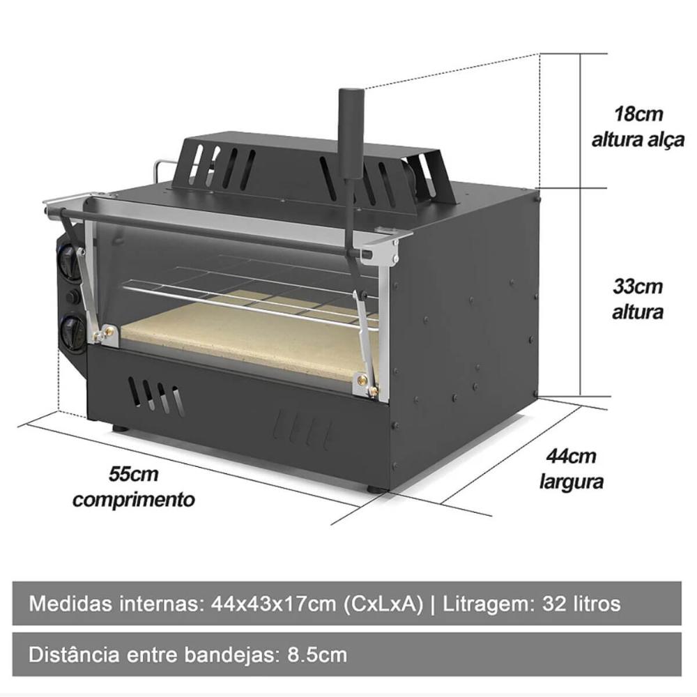 Forno Guilhotina Industrial Saro com Infravermelho á Gás GLP 53x47cm Até 350º sem Cavalete